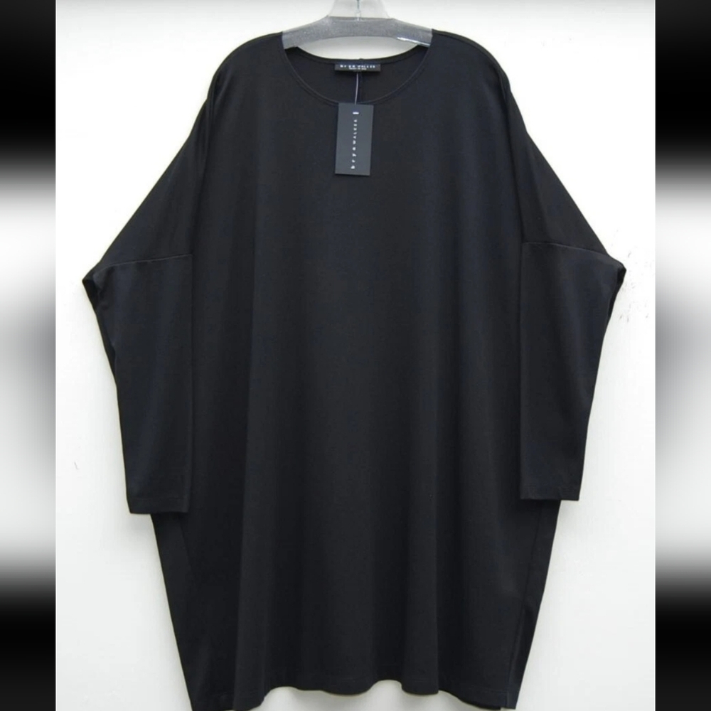 Modal Bryn Walker Mid Weight Ponti Damien Black Tunic Oversize Lagenlook 3X - Picture 3 of 5